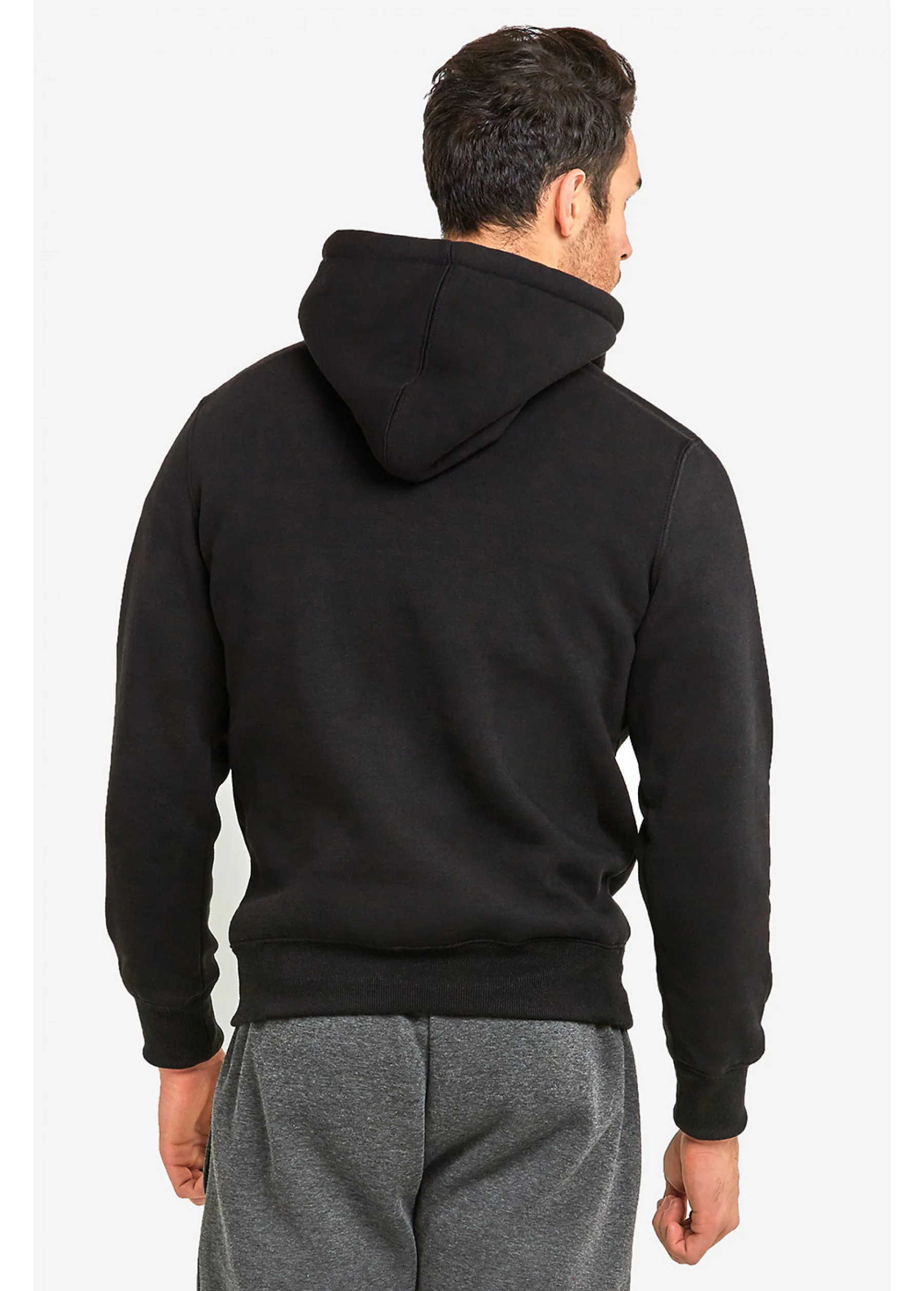 247 Frenzy Men's Essentials Knocker Cotton Blend Adjustable Drawstring Pullover Hoodie Sweater - Black