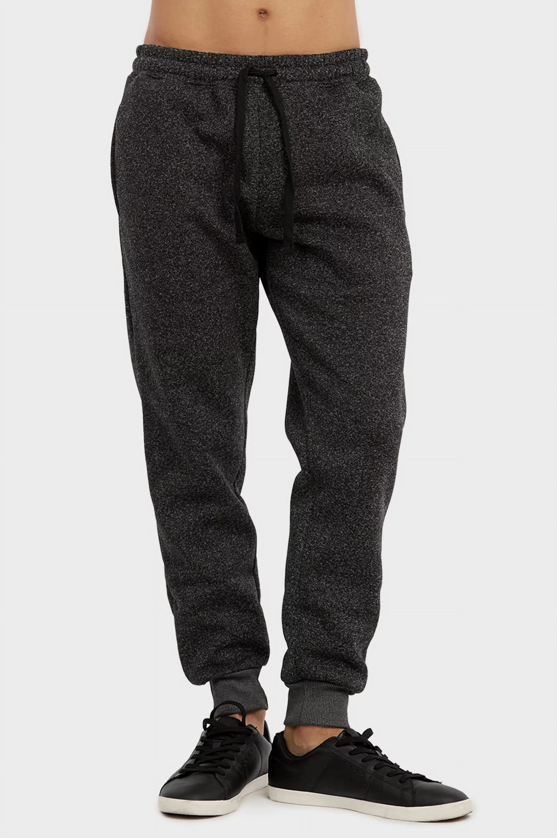 247 Frenzy Men's Essentials Knocker Medium Weight Jogger Fleece Sweat Pants - Black Marled