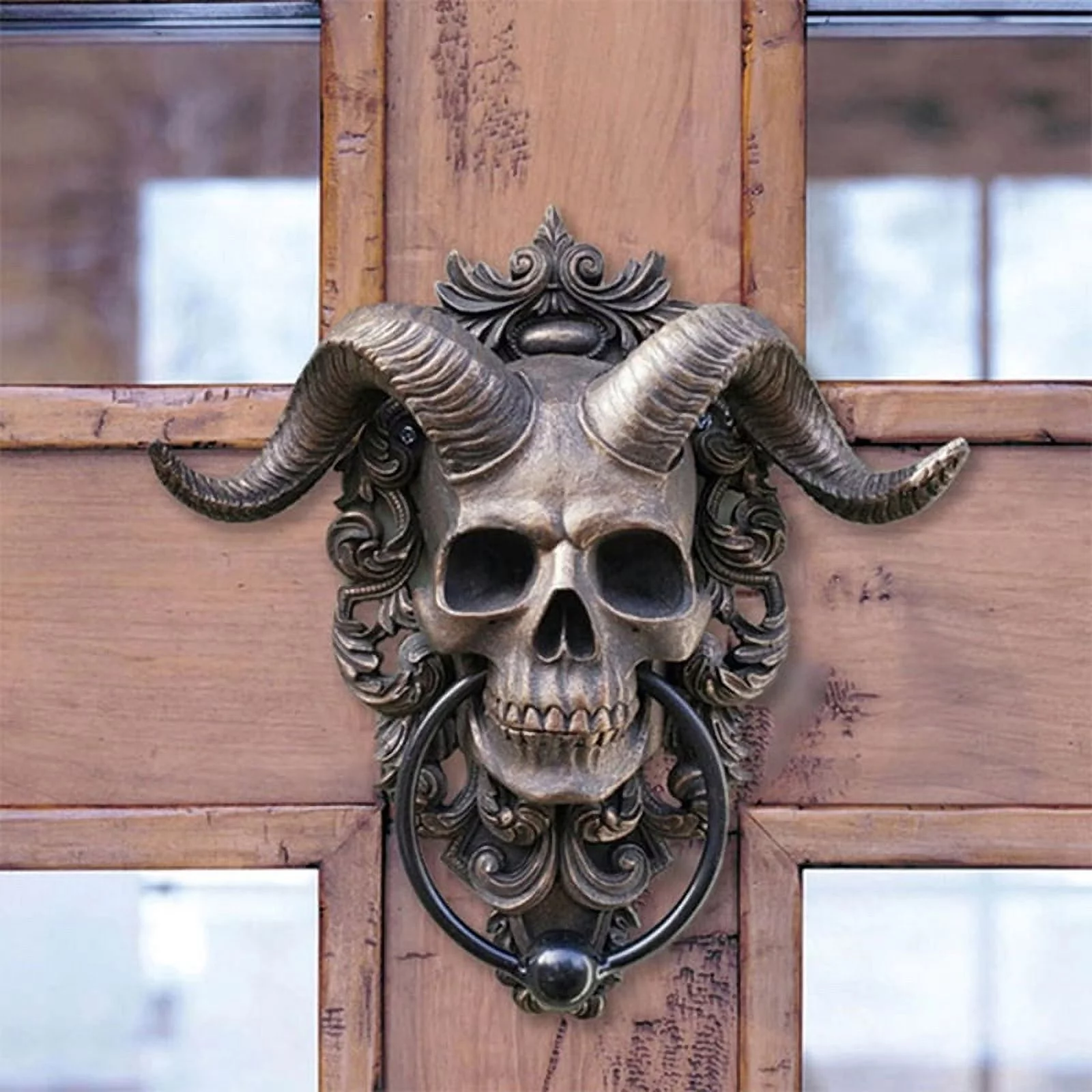 Hell Demon Horned Skull Hanging Door Knocker Heavy Duty Gothic Home Decoration
