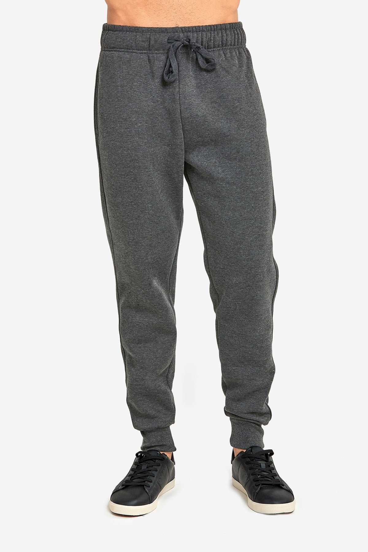 247 Frenzy Men's Essentials Knocker Heavy Weight Fabric Jogger Fleece Sweat Pants - Charcoal Gray