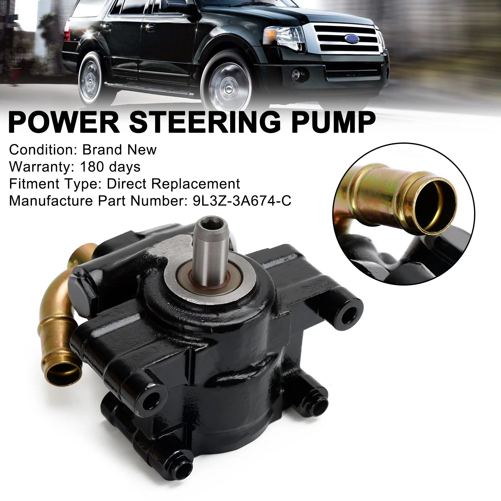 Power Steering Pump Fit for Ford F-150 Expedition Lobo 2009-2010 Fit for Lincoln