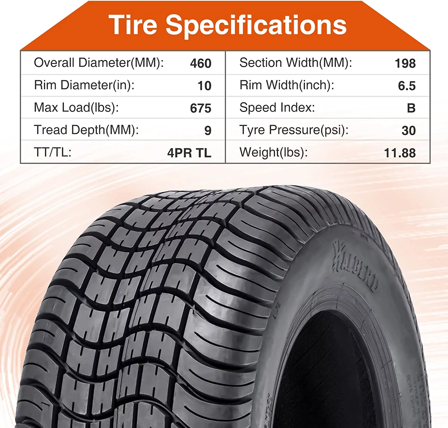 205/50-10 4PLY Golf Cart Tires 205x50-10 High Land Ratio Tour MaX Tires for Golf Cart Club Car Set of 4