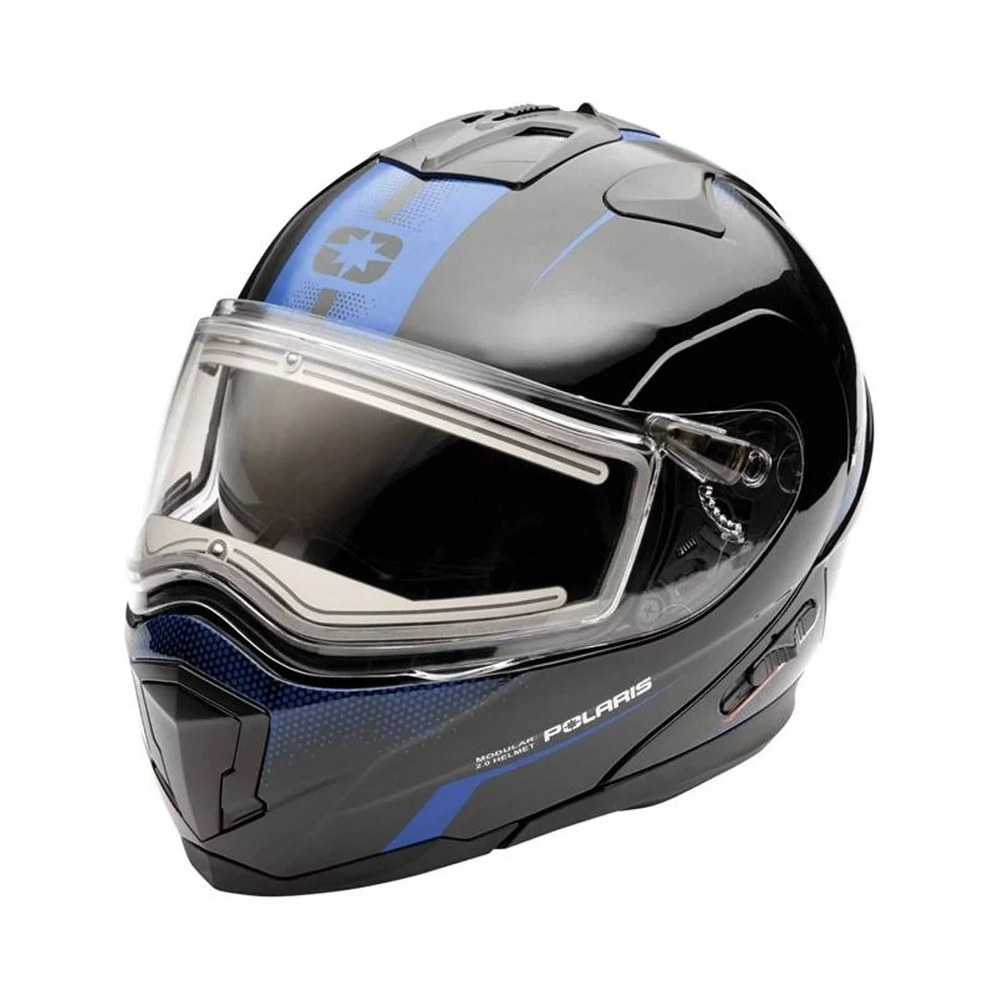 Polaris Modular 2.0 Snowmobile Helmet Anti Fog Scratch Chin Guard Black Blue - Large 283314506