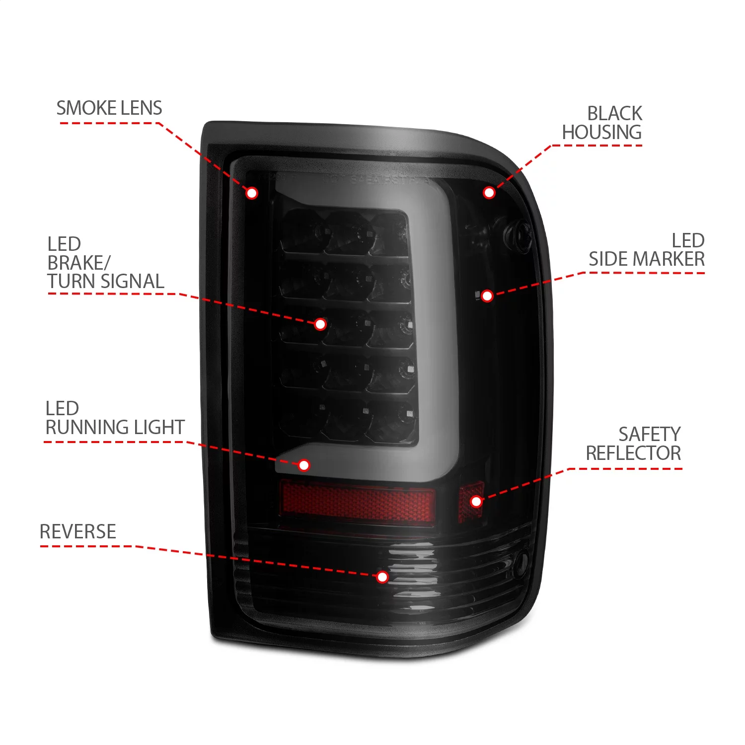 ANZO USA 311360 Tail Light Assembly Fits select: 1993-1997 FORD RANGER