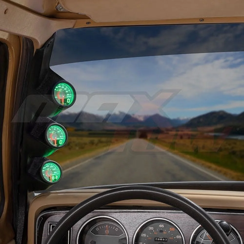 MaxTow 1986-1993 Dodge Ram Cummins Triple Gauge Package with White & Green DS1 Gauge Set