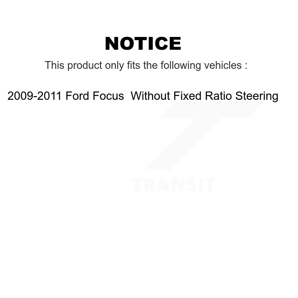 Transit Auto - Front Steering Tie Rod End & Boot Kit For 2009-2011 Ford Focus Without Fixed Ratio KTB-100839