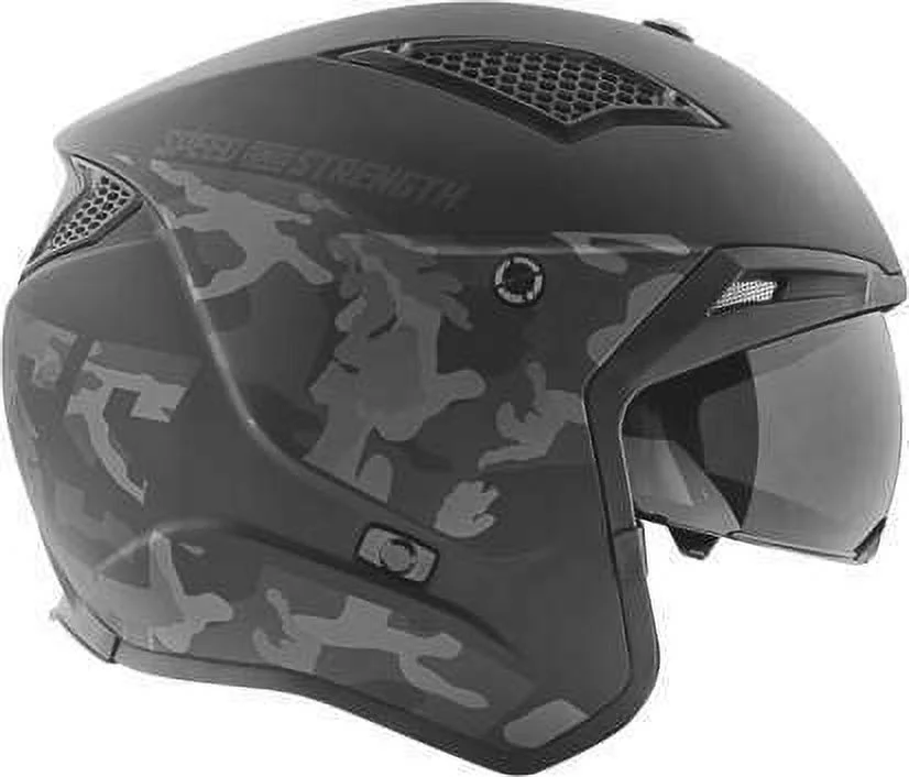 Speed & Strength SS2400 Call To Arms Open Face Motorcycle Helmet Black/Camo MD