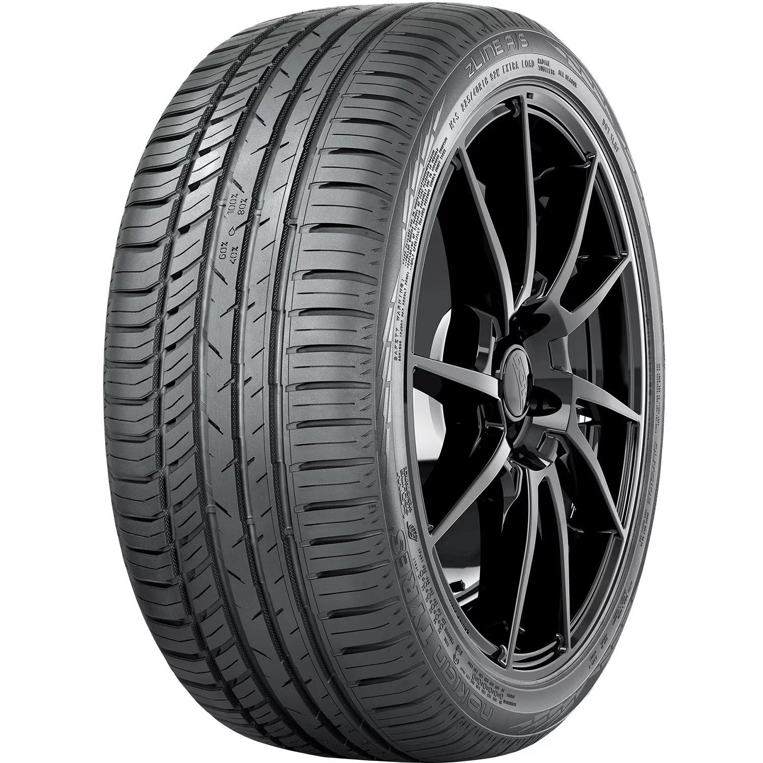 Set of 4 Nokian ZLine A/S 245/45R19 102W XL Tires Fits: 2010-14 Ford Mustang GT, 2014-16 Chevrolet Impala LTZ