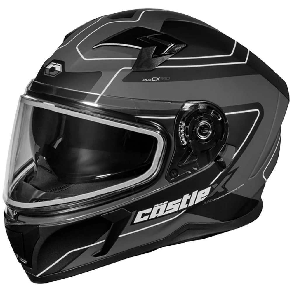 Castle X CX390 Atlas Snowmobile Helmet Matte Charcoal - Black XL (2024)