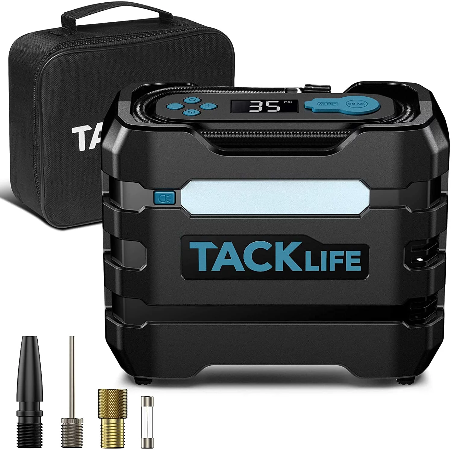Tacklife Car Tire Inflator 12V DC Portable Air Compressor with 3 LED Lights,Blue A6