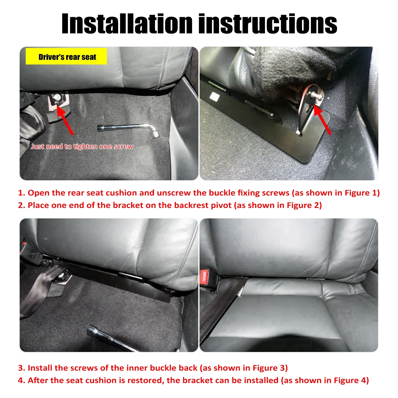 Peugeot 307 Car Seat Mount Bracket by moobody, ISOFIX Belt Connector Replacement