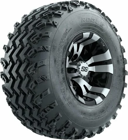 GTW Vampire 10 inch Machined/Black Golf Cart Wheels on 22x11-10 (22