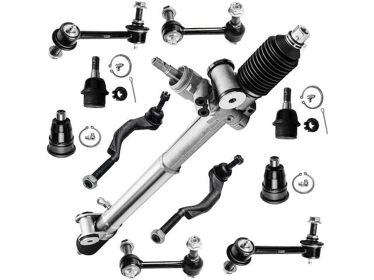 Front and Rear Steering Rack Ball Joint Sway Bar Link Kit - Compatible with 2004 Oldsmobile Bravada Base