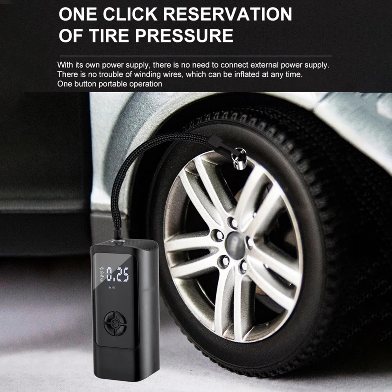walmeck Portable Smart Digital Air Pressure Electric Inflator Pump Black For Cars Automobile Inflatable mat