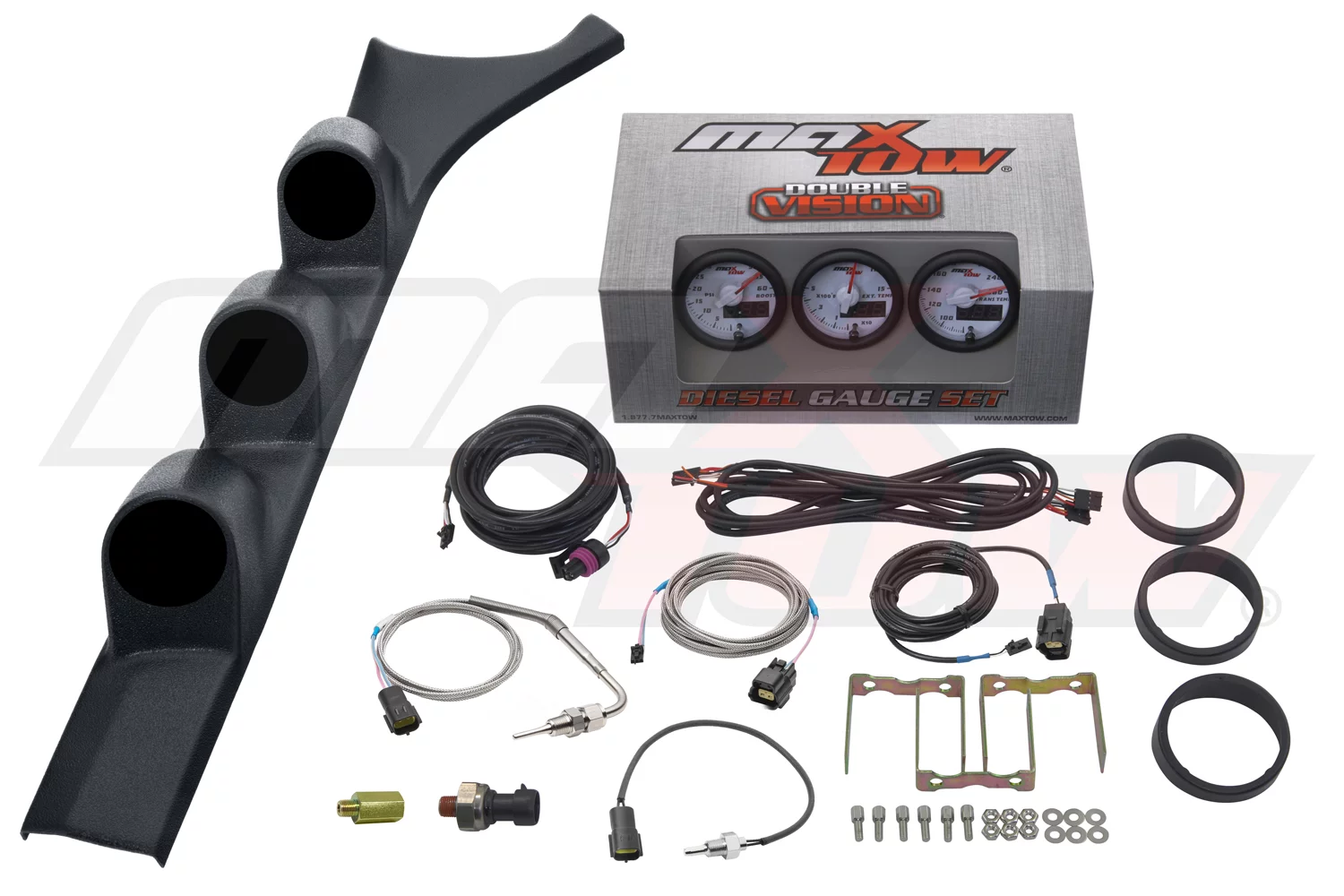 MaxTow 1986-1993 Dodge Ram Cummins Triple Gauge Package with White & Green DS1 Gauge Set