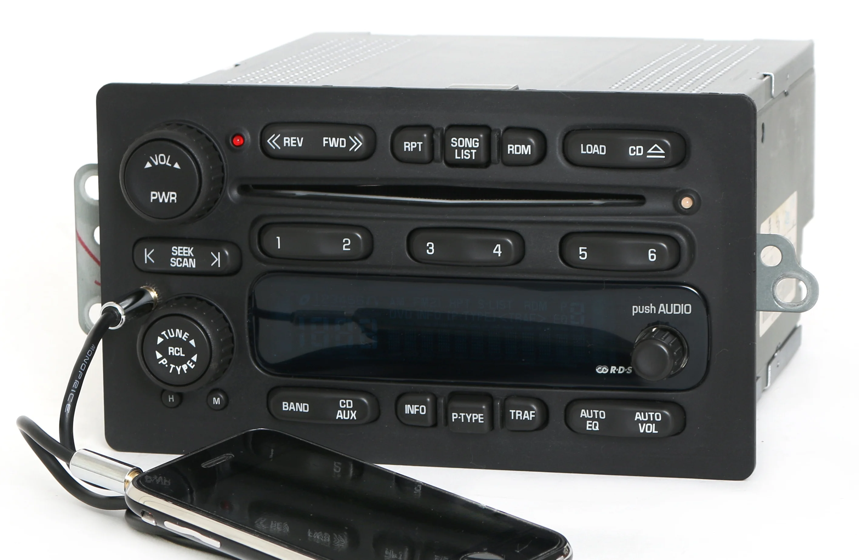 Restored Chevy GMC Truck 05-09 AM FM 6 Disc CD Radio w Aux Input on Face & Cable 28058188 (Refurbished)