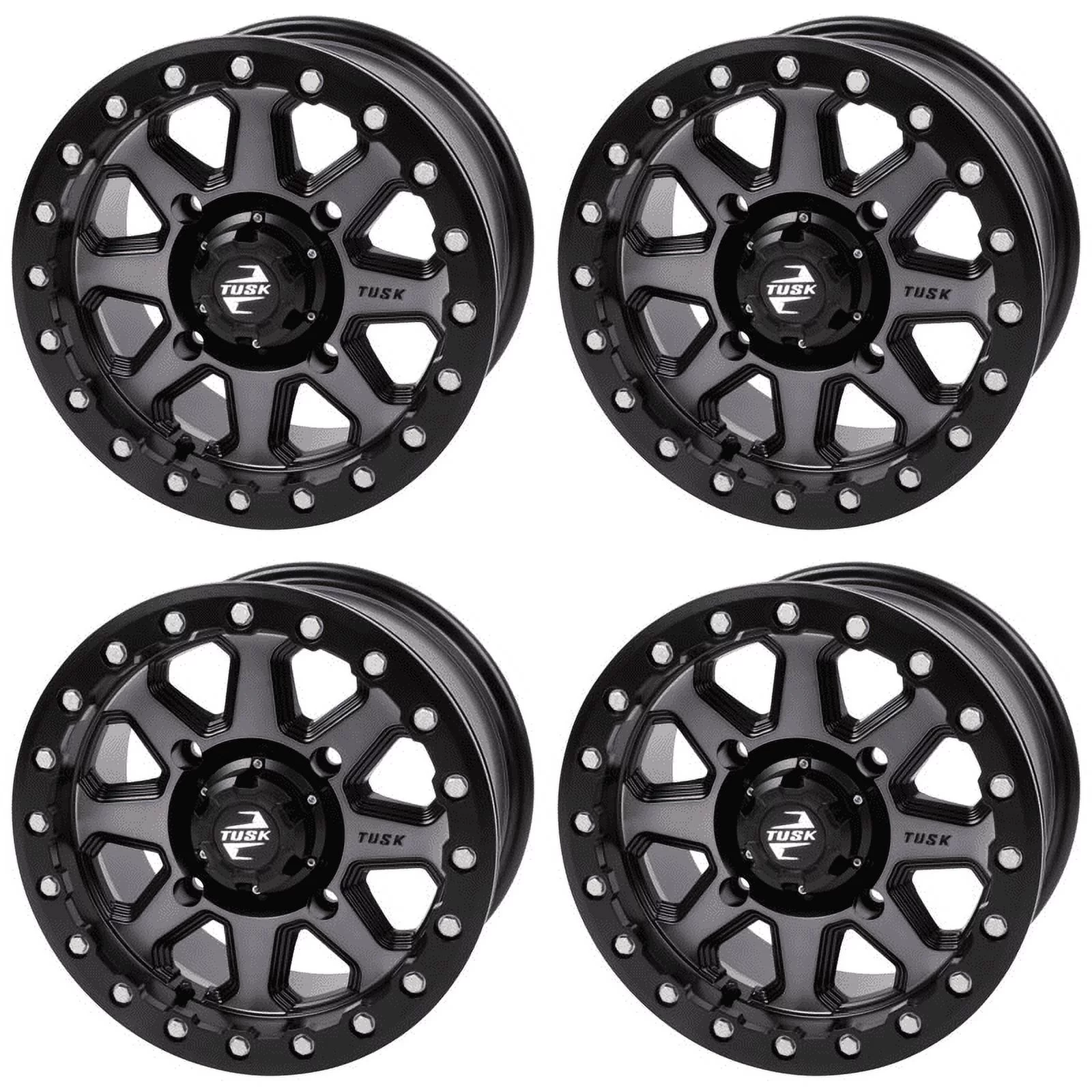 (4 Pack) 4/137 Tusk Uinta Beadlock Wheel 15X7 4.0 + 3.0 Gunmetal/black For Can-Am Defender Hd9 Xt 2022-2023
