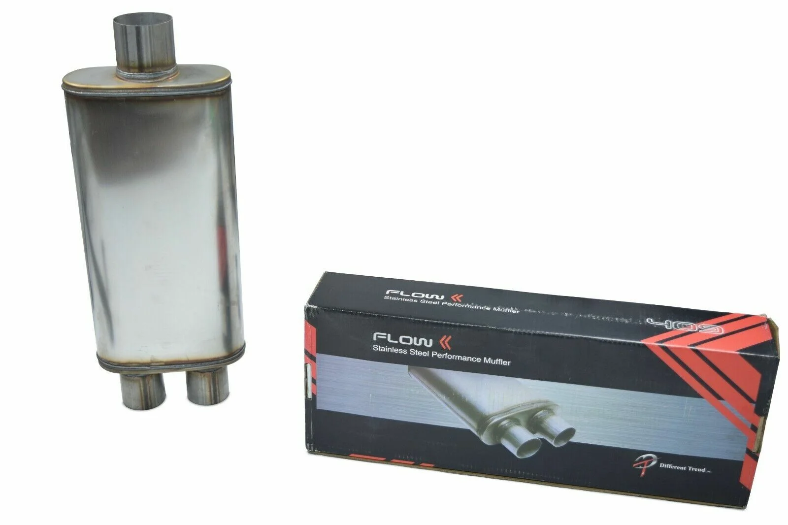 All-Stainless Dual Exhaust Kit Ford F-150 87-97 Flow II Side Rolled Tip