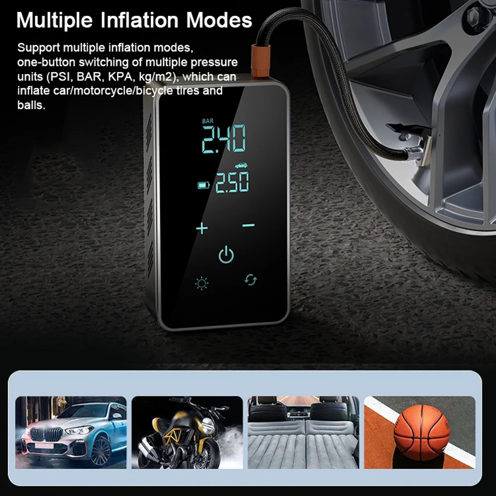 Andoer Portable Electric Air Pump with LED Display, 150PSI Cordless Tire Inflator for Car Motorcycle