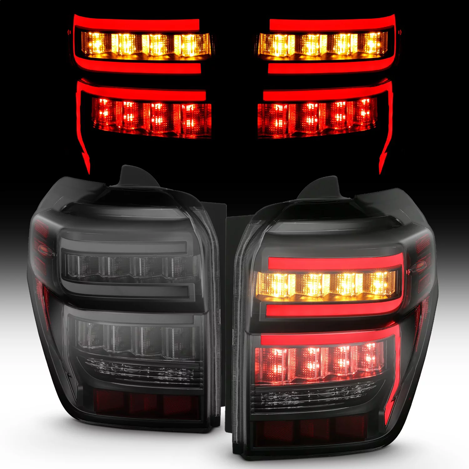 ANZO 2014-2020 Toyota 4Runner T.L Black Housing Smoke Lens Red Light Bar W/Sequential - 311312