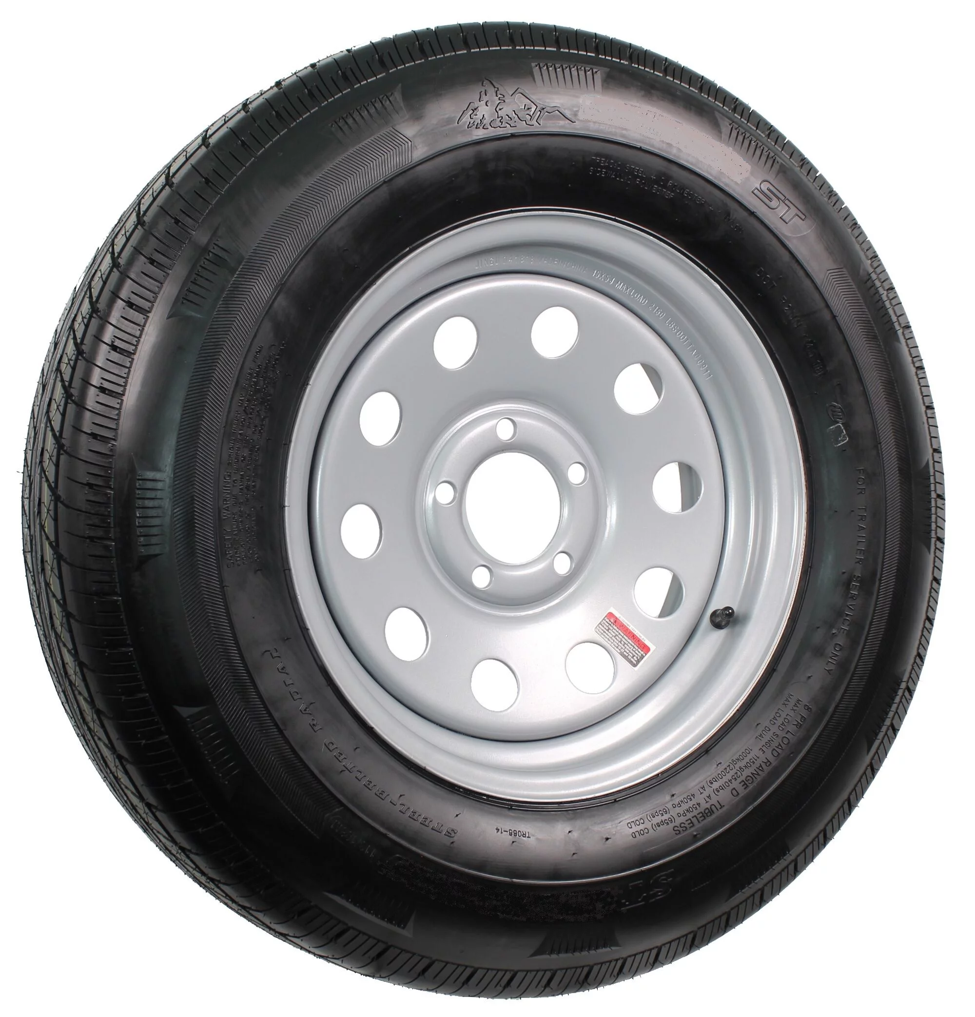 Trailer Tire On Rim 60219 ST215/75R14 LRC 1870 Lb. 5-4.5 Modular Wheel Silver