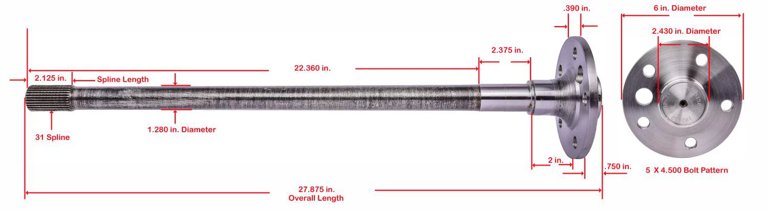 JEGS 62676 Rear Axle Shaft 1967-70 Mustang 1967-70 Cougar Ford 9 in. Left/Driver