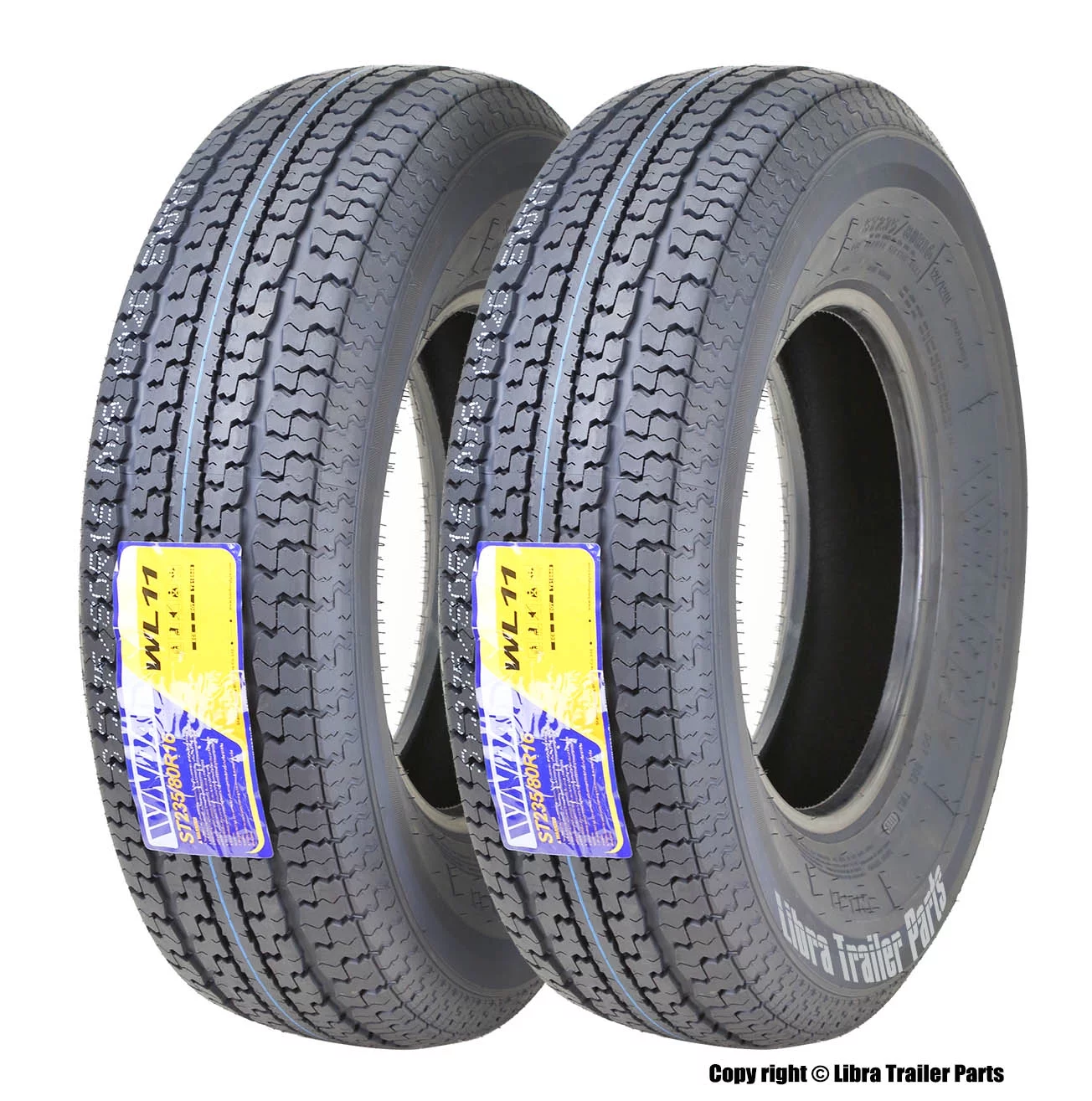 Set of 2 WINDA Premium Trailer Tires ST235/80R16 Radial 10PR Load Range E w/Side Scuff Guard