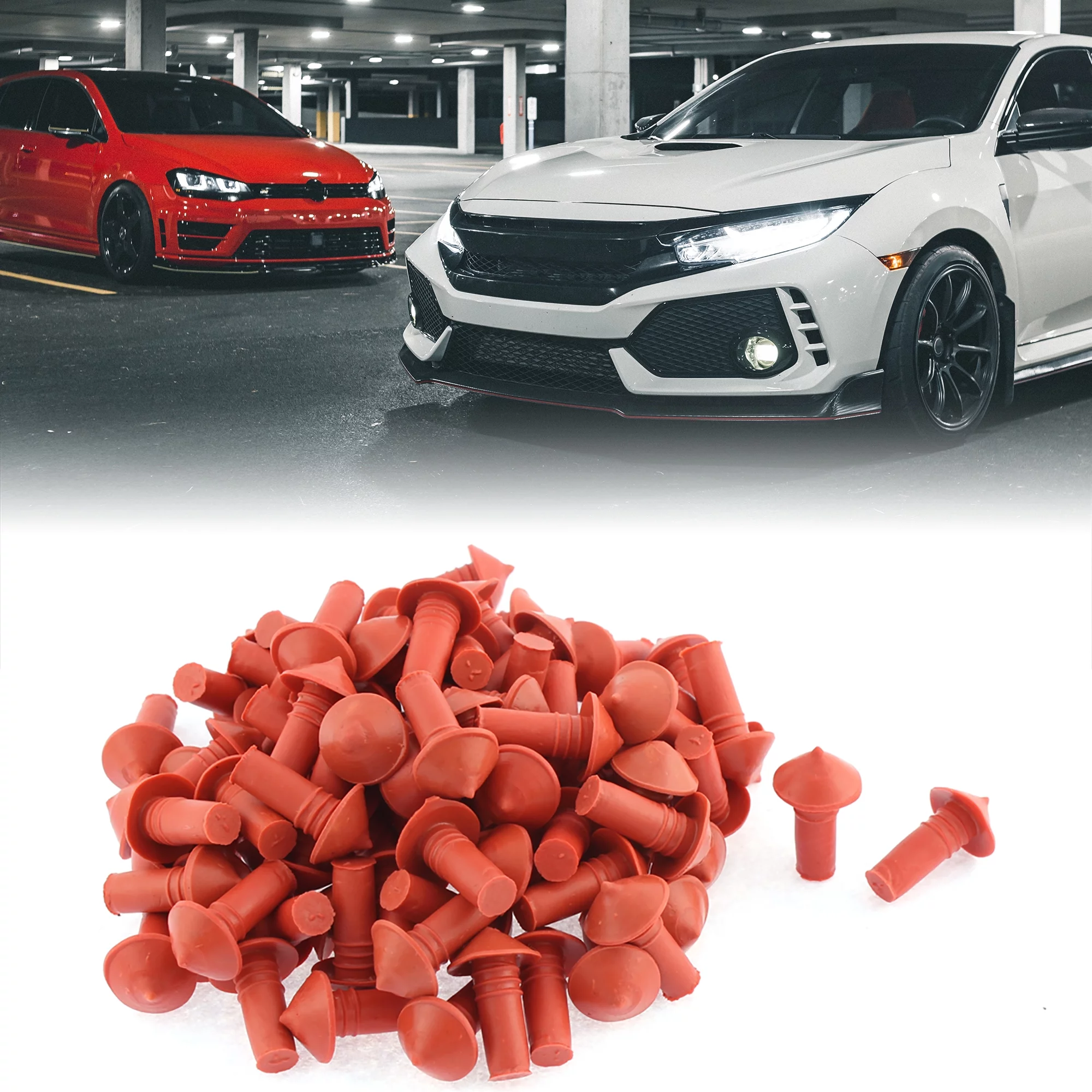 Unique Bargains 100 Pcs Mushroom Style Tire Repair Insert Plugs 7mm Plug Orange Black