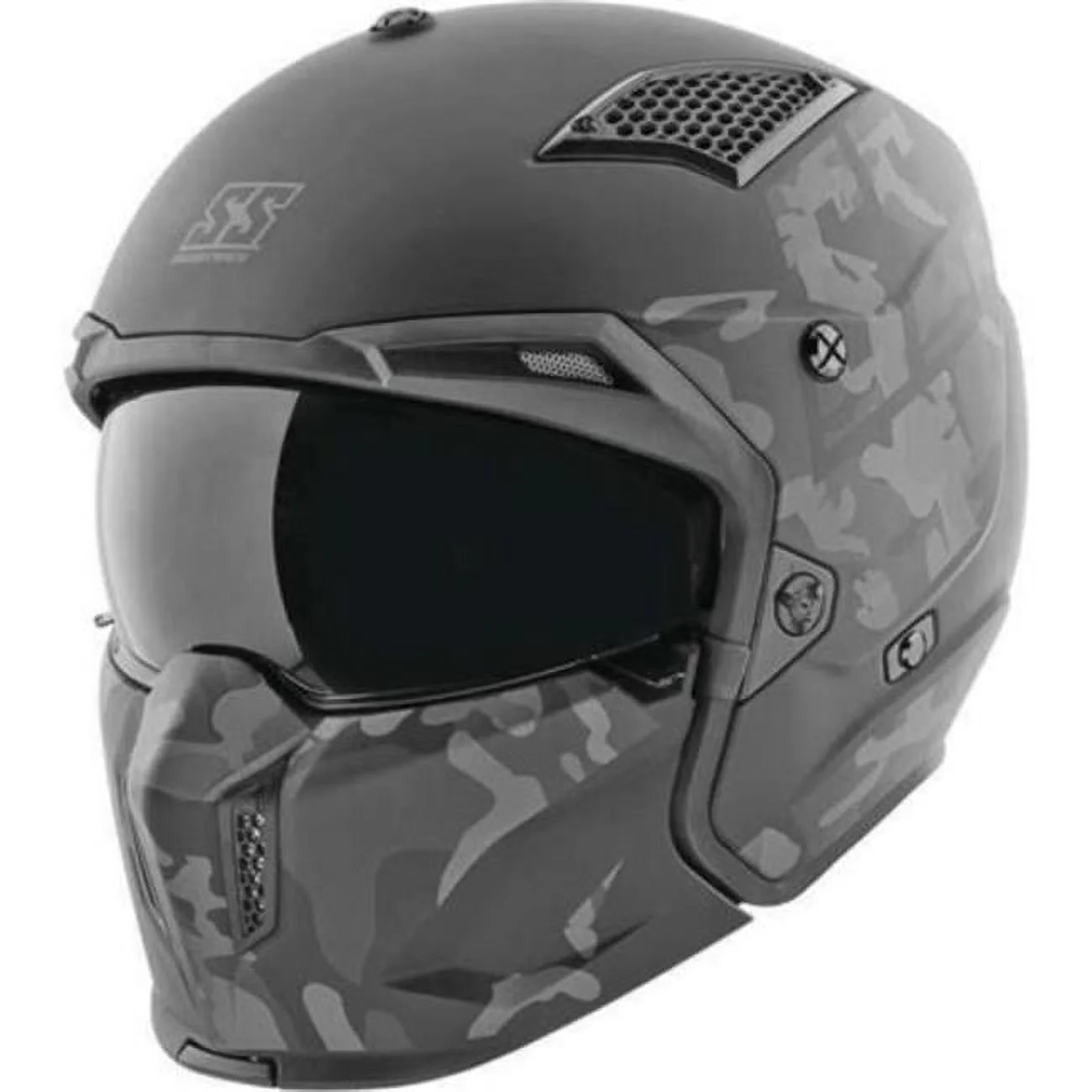 Speed & Strength SS2400 Call To Arms Open Face Motorcycle Helmet Black/Camo MD