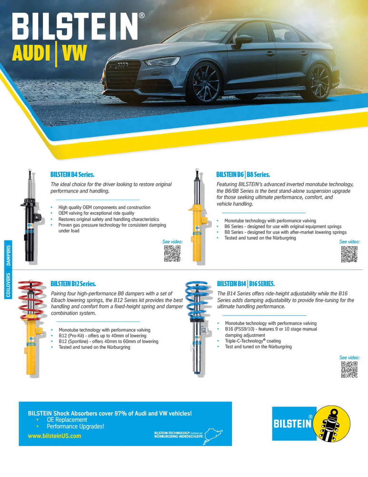 Bilstein B4 OE Replacement 2016 Audi TT Quattro Base L4 2.0L Front Twintube Strut Assembly