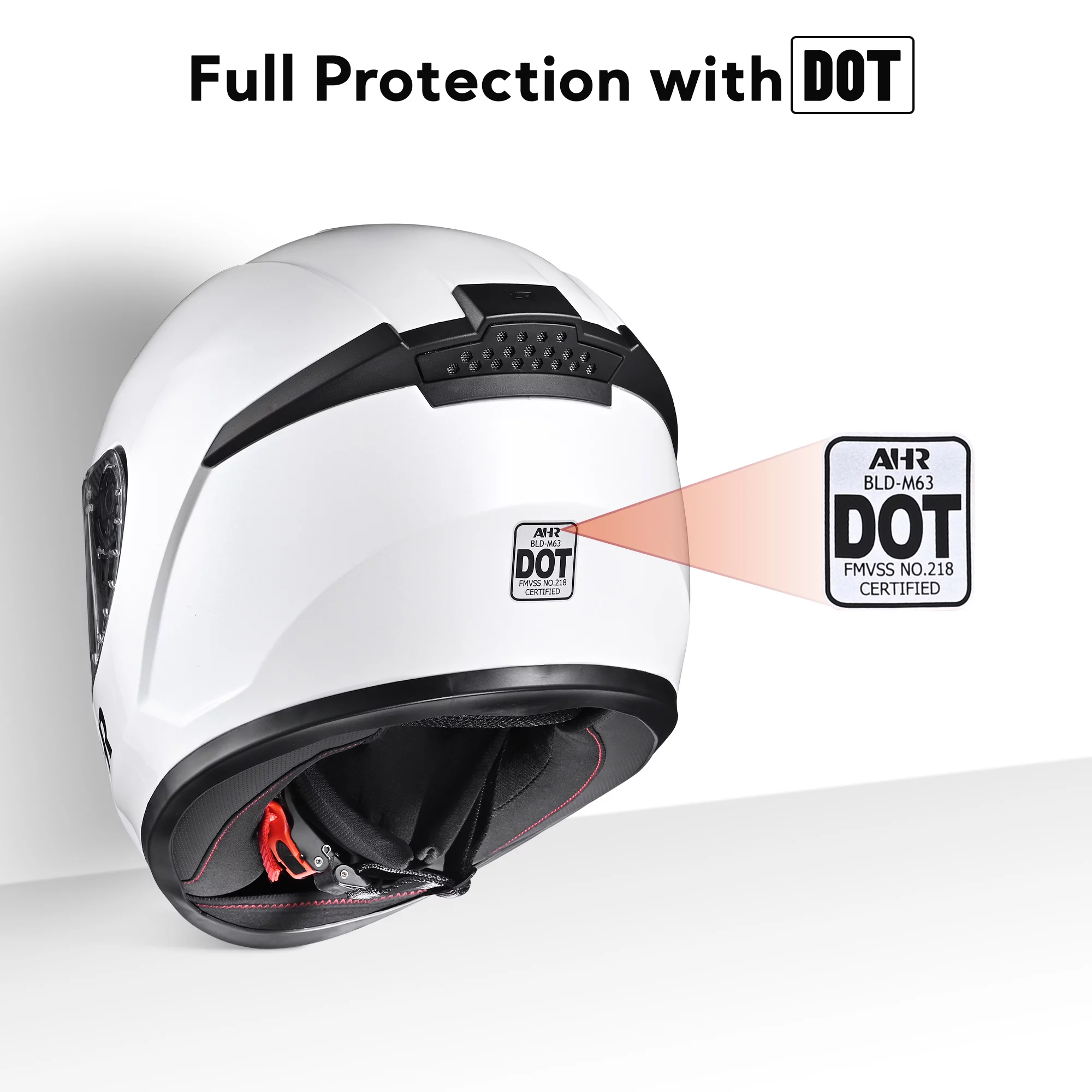 AHR RUN-F3 Full Face Motorcycle Helmet Adult DOT Lightweight Street Bike Touring Racing M