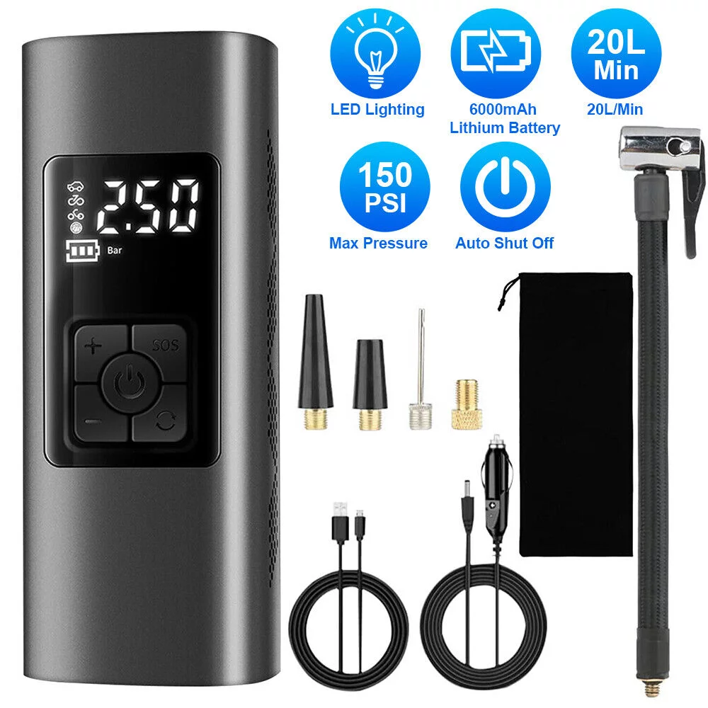 150PSI 12V Cordless Car Tire Pump Electric Tire Inflator Portable Air Compressor