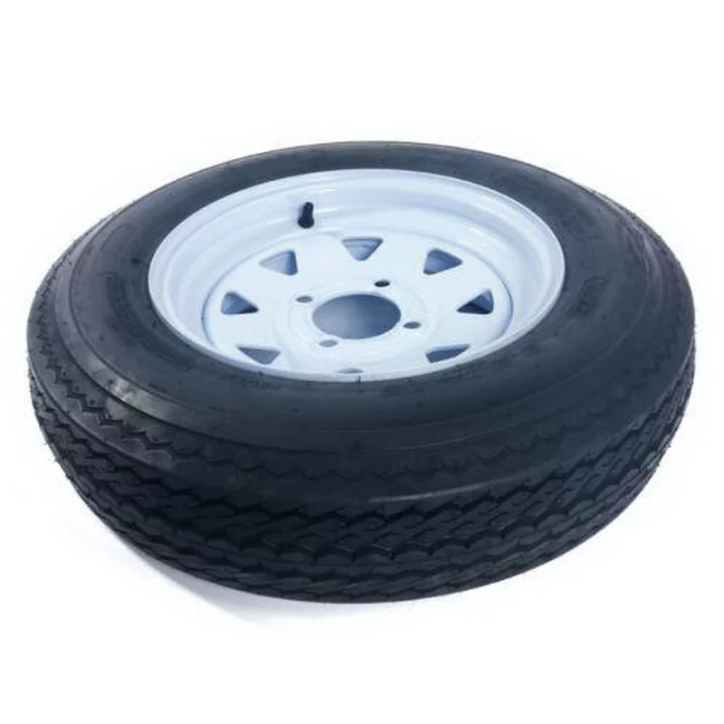 BMTBUY qty2 Trailer Tires & Rims Tubeless 4 Lug Wheel White Spoke 4 Ply 5.30-12