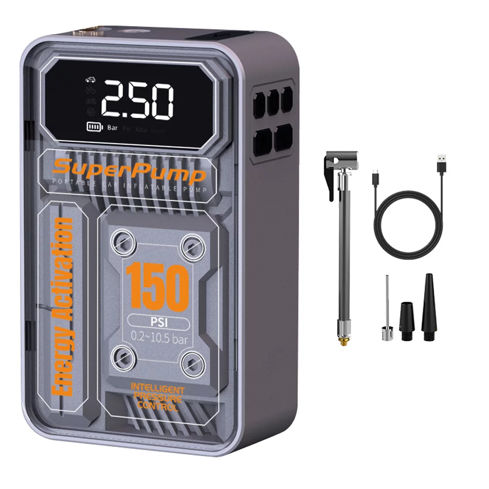 Docooler 3in1 Portable Car Air Pump Electric Tyre Inflator with LED Light and Pressure Preset Function