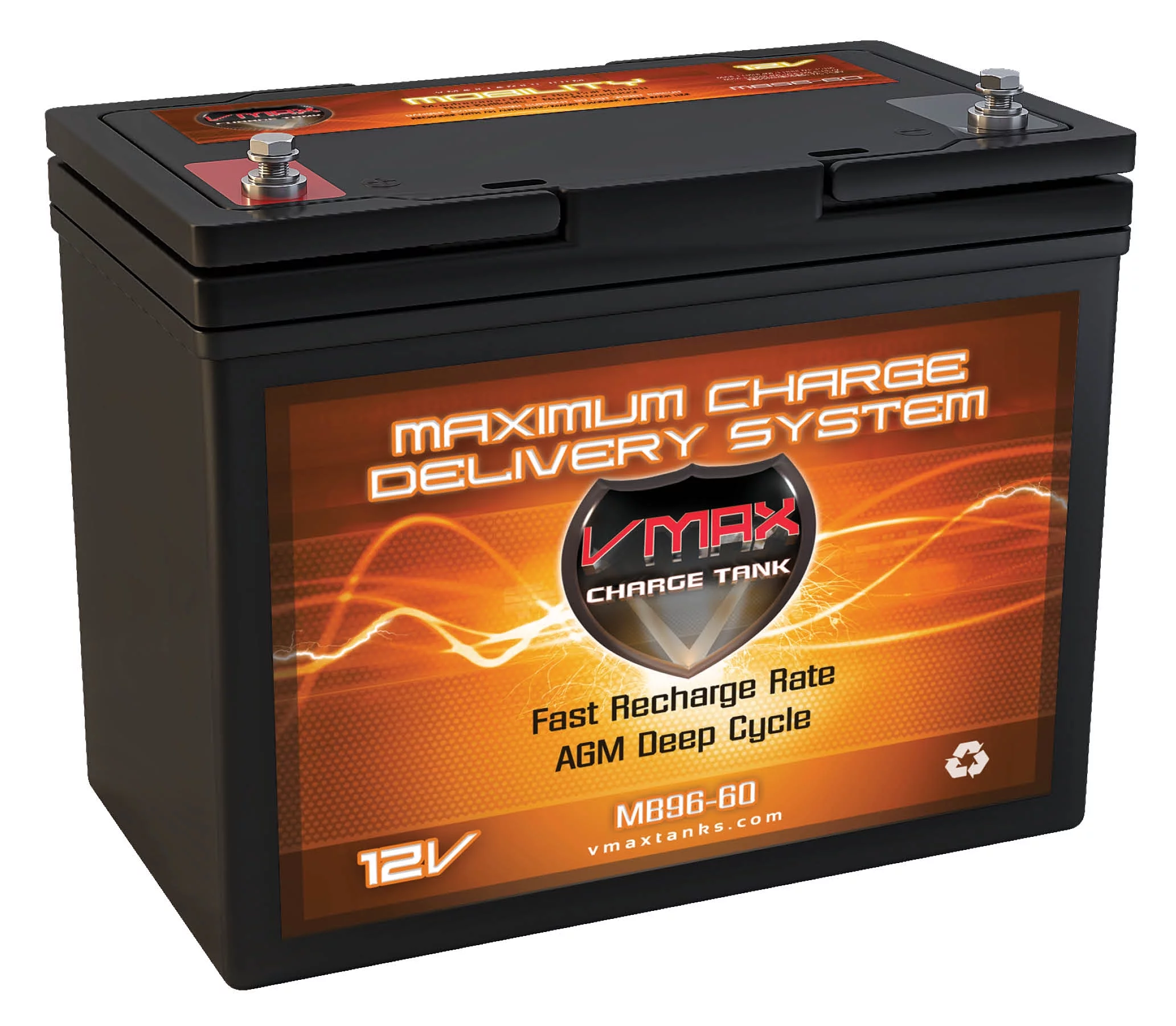 VMAXMB96 AGM Group 22 Deep Cycle Battery Replacement for Dalton Tacahe Rehab Tilt - HP7RT 12V 60Ah Wheelchair Battery