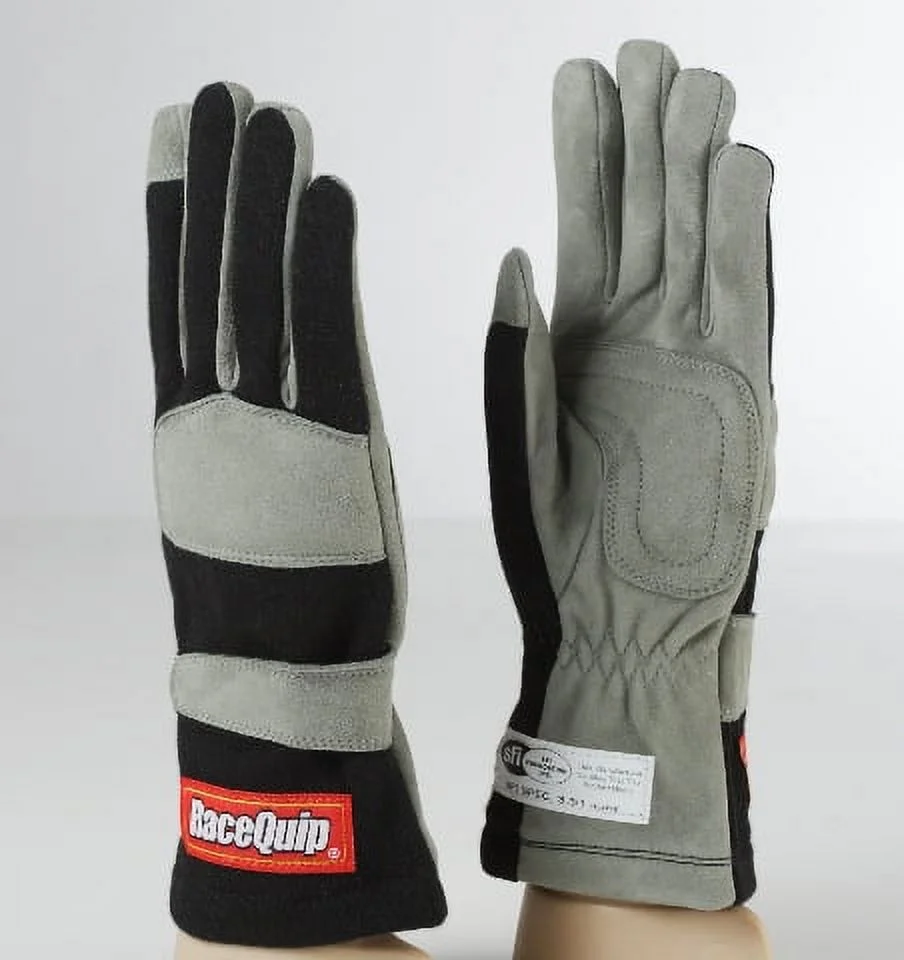 Racequip Safequip 1 Layer Small Black/Gray 351 Series Driving Gloves P/N 351002