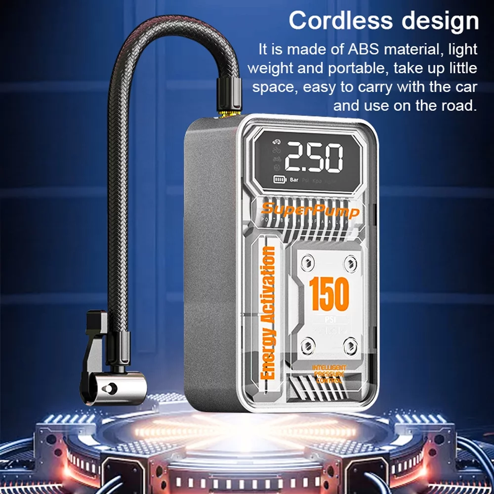 Docooler 3in1 Portable Car Air Pump Electric Tyre Inflator with LED Light and Pressure Preset Function