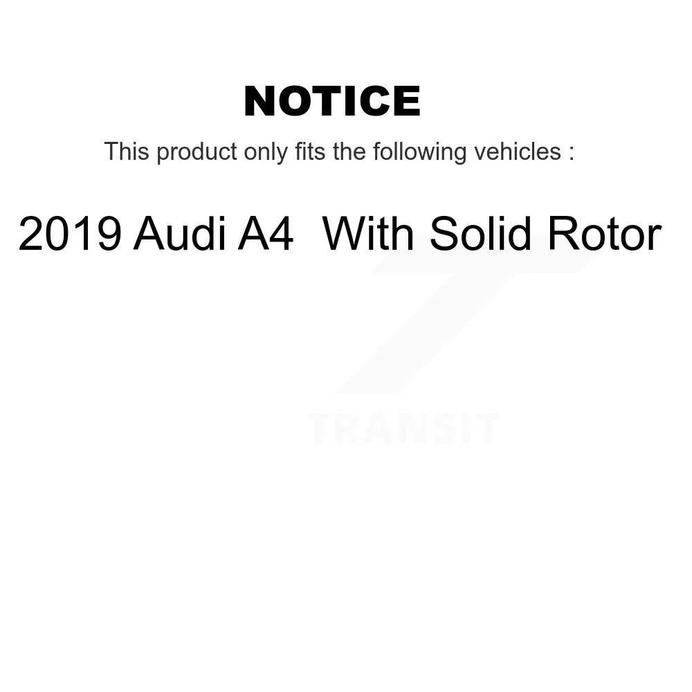 Transit Auto - Front Rear Coated Disc Brake Rotors And Ceramic Pads Kit For 2019 Audi A4 With Solid Rotor KGT-103042