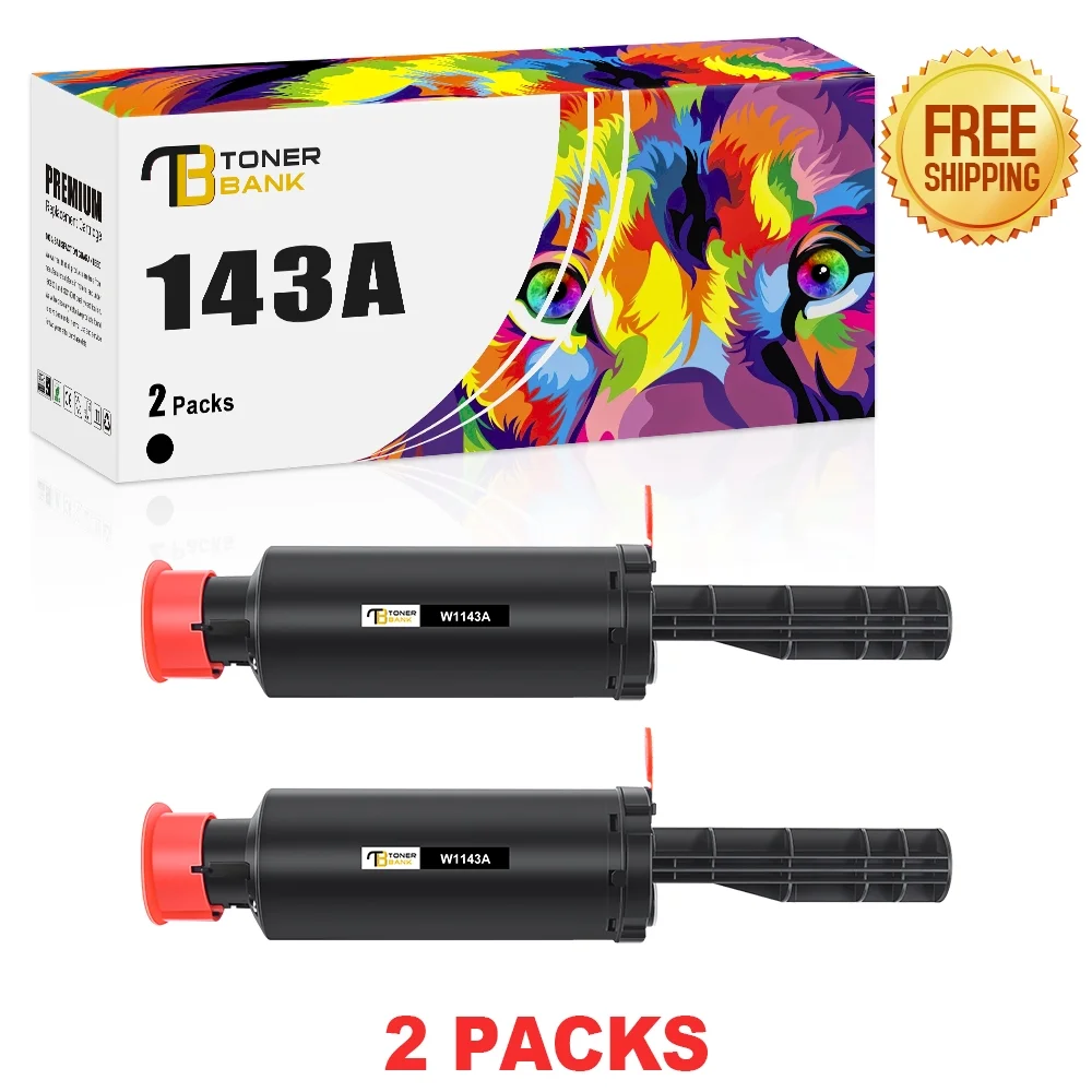 Toner Bank 2-Pack Compatible Toner for HP W1143A 143A Neverstop Laser MFP 1202w Neverstop Laser 1001nw (Black)