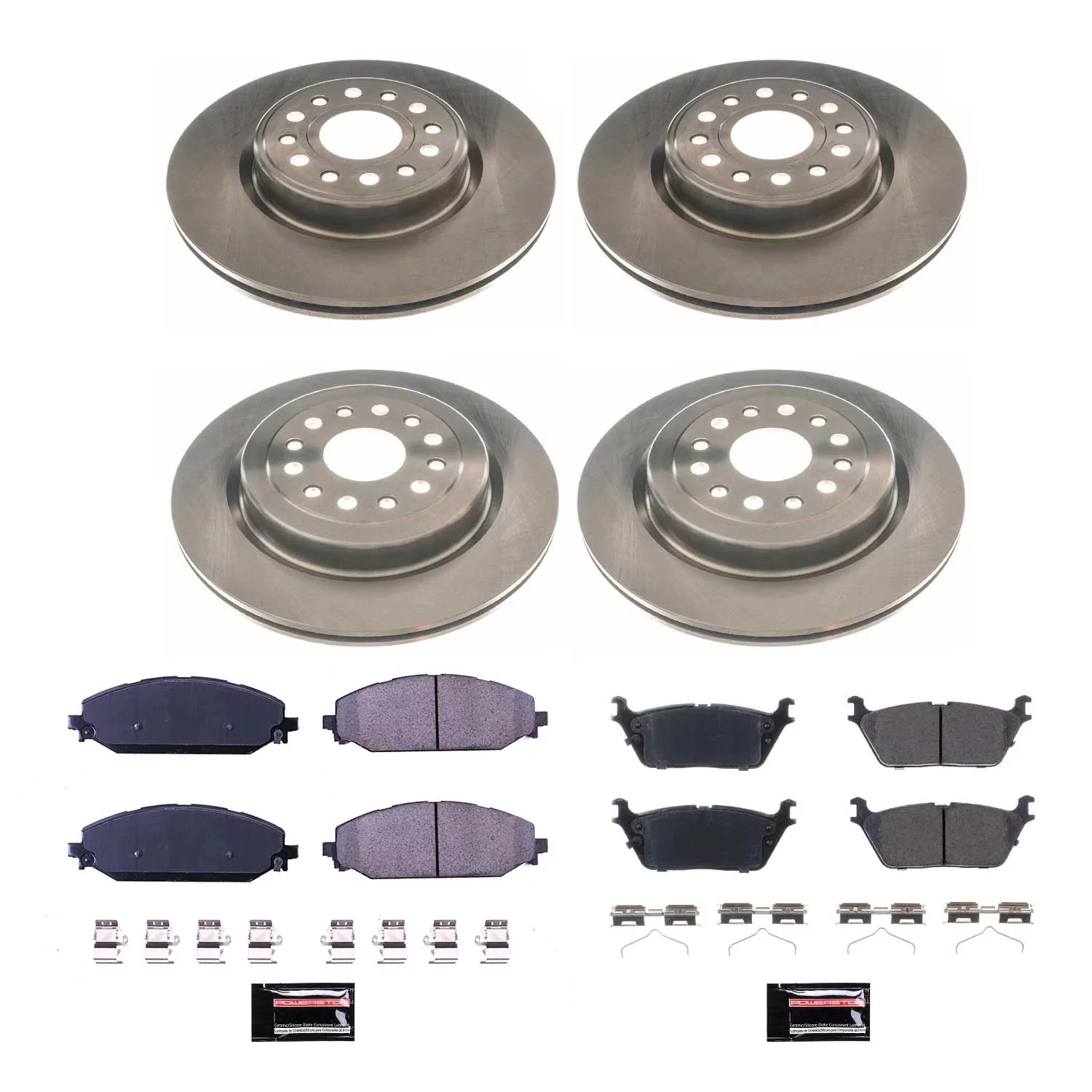 Power Stop Front and Rear Stock Replacement Brake Pad and Rotor Kit KOE8182