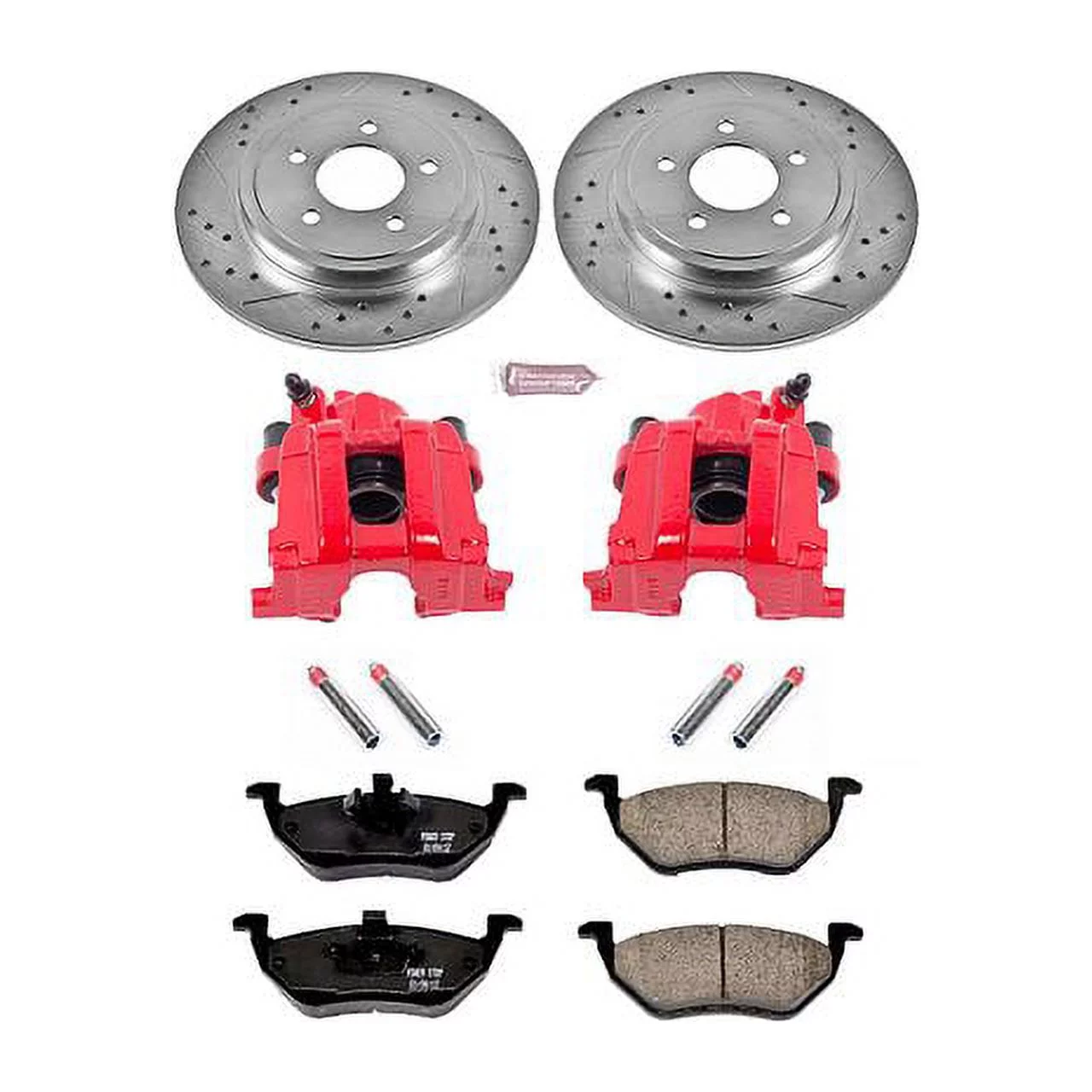 Power Stop Rear Z23 Evolution Brake Pad and Rotor Kit with Red Powder Coated Calipers KC4585 Fits 2008 Ford Escape