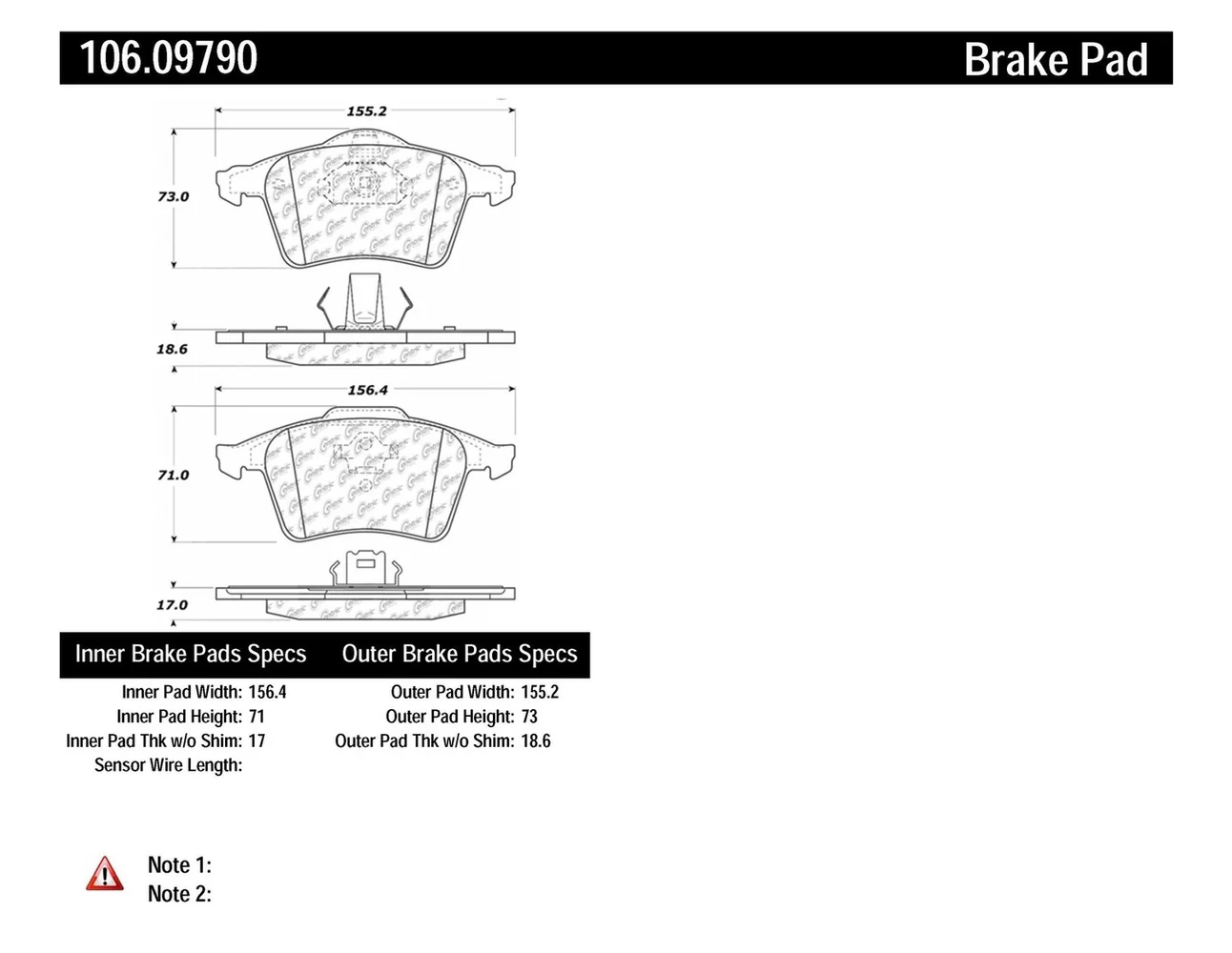 Centric 106.09790 Centric Posi-Quiet Extended Wear Semi-Metallic Disc Brake Pad Sets