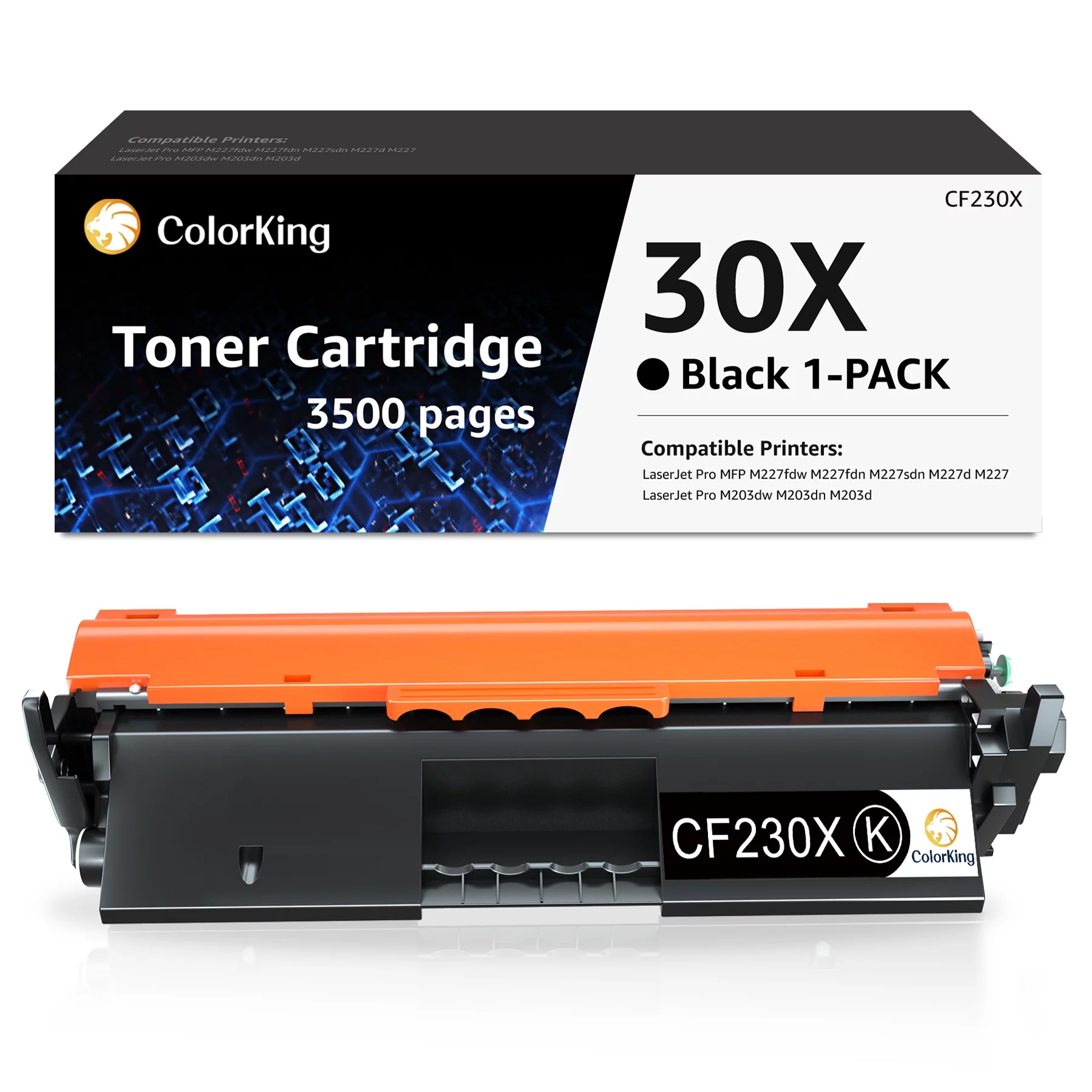 CF230X 30X Toner Cartridges for HP CF230X 30X LaserJet M203dw aserJet Pro MFP M227fdw Printer (1 Black)