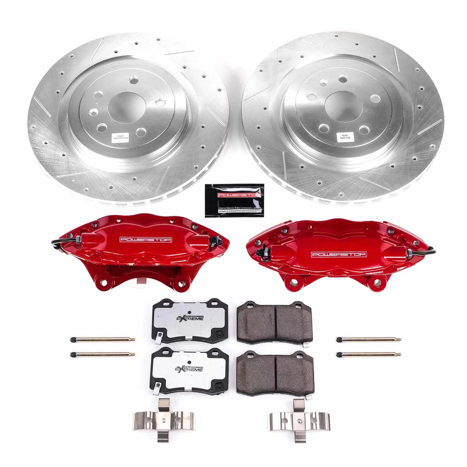 Power Stop Rear Z26 Street Warrior Brake Pad and Rotor Kit with Red Powder Coated Calipers KC3019A-26