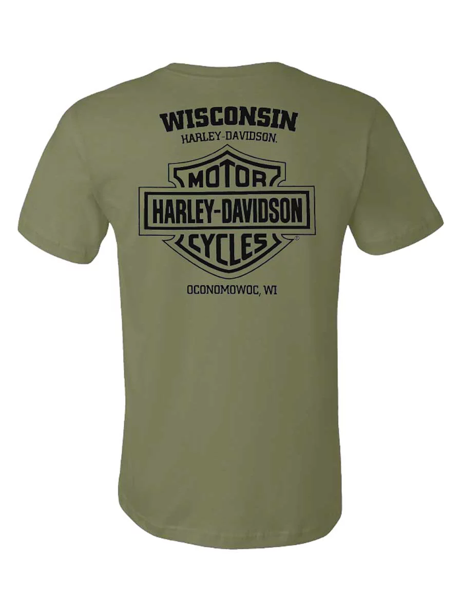 Harley-Davidson Men's Willpower Short Sleeve Crew-Neck T-Shirt - Green (XL), Harley Davidson