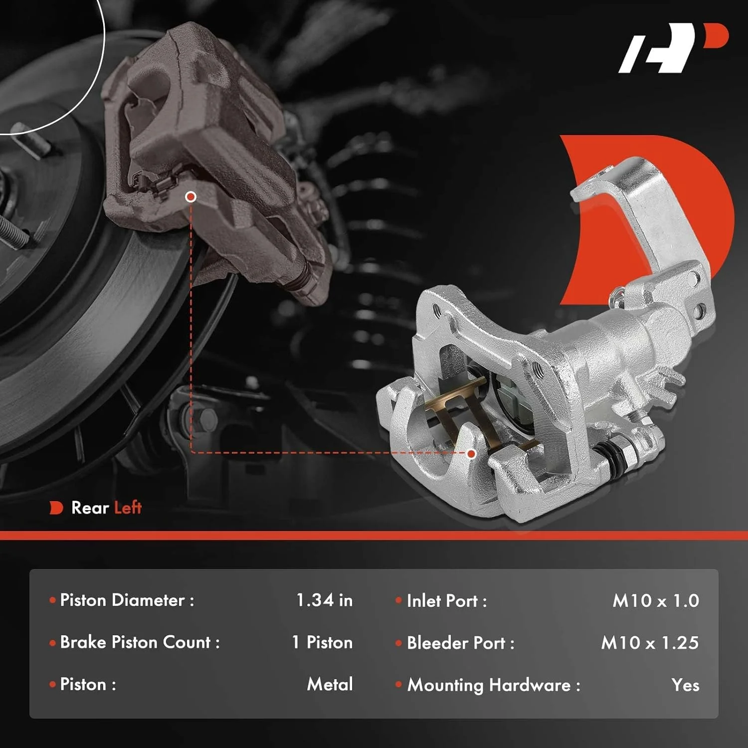 A-Premium Brake Caliper Assembly Compatible with Acura TSX Honda Accord 1998-2007 Rear Driver Side