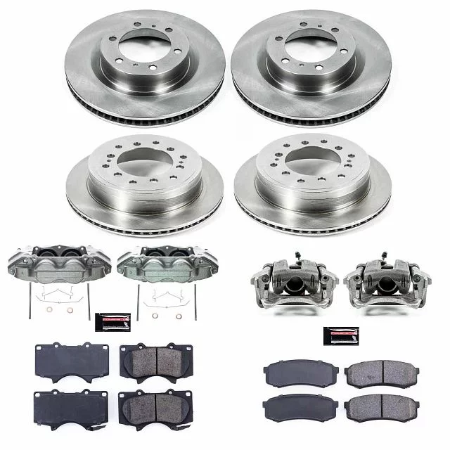 Power Stop Front and Rear Stock Replacement Brake Pad and Rotor Kit with Calipers KCOE5874A Fits 2016 Toyota 4Runner