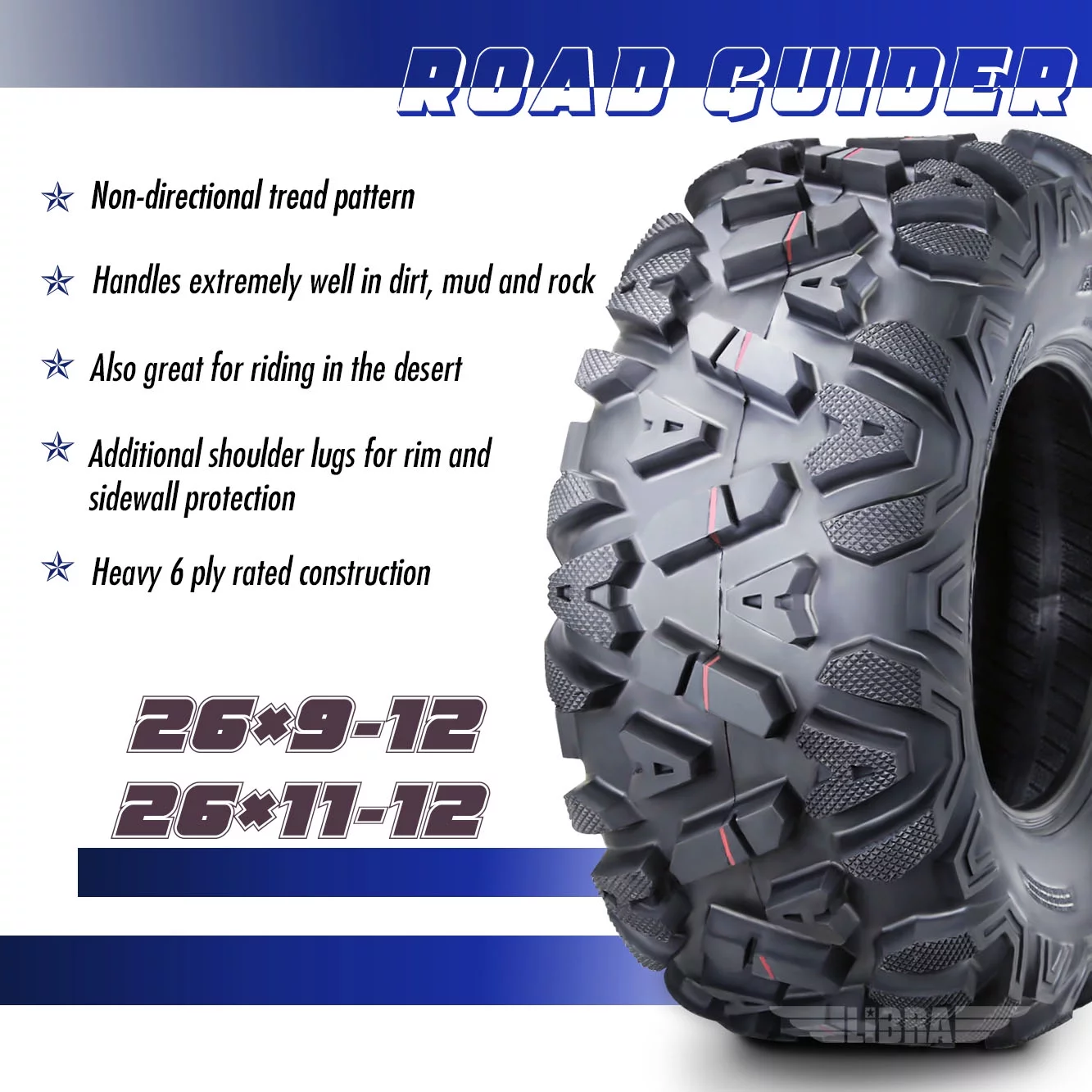 Set of 4 ATV/UTV Tires 26x9-12 26x9x12 Front 26x11-12 26x11x12 Rear 10277/278