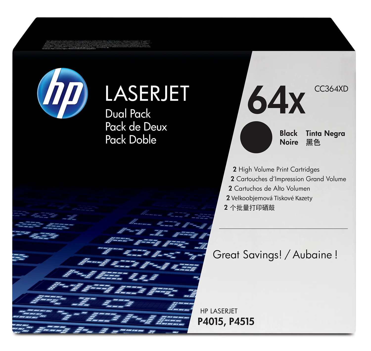 HP 64X 2-pack High Yield Black Original LaserJet Toner Cartridges, ~24000 pages,