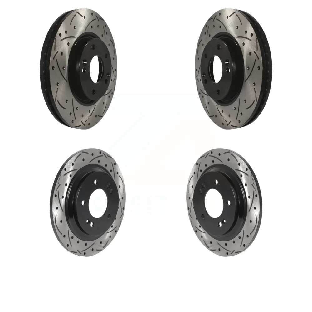 Front Rear Coated Drilled Slotted Disc Brake Rotors Kit For Kia Optima Hyundai Sonata Soul EV KD-100480